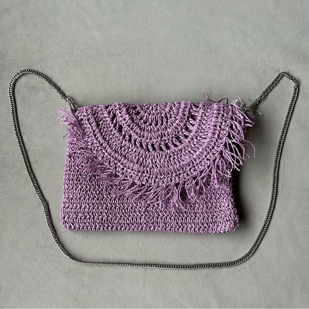 Urban Expressions ~ Woven Straw Crossbody Bag ~ Light Purple